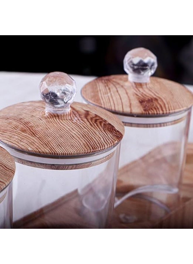 Acrylic storage jars, set of 4, 710ml capacity, with bamboo lids and spoons - Image 2